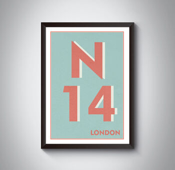 N14 Southgate London Postcode Typography Print, 7 of 10