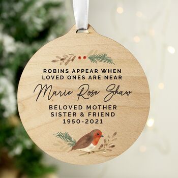 Personalised Robin Memorial Wooden Decoration, 4 of 4