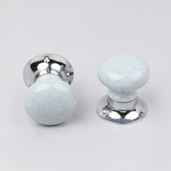 G Decor Crackle Glaze Handcrafted Soft Grey Ceramic Mortice Door Handles Set – Internal Turning Knobs With Chrome Base For Bedroom And Interior Doors, 4 of 5