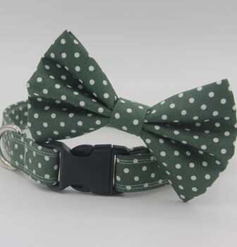 Dark Green Polkadot Dog Collar, 12 of 12