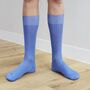 Mens Denim Blue Luxury Ribbed Dress Socks, thumbnail 1 of 6