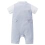Baby Boy's All In One Linen Short Outfit With Bow Tie, thumbnail 4 of 4