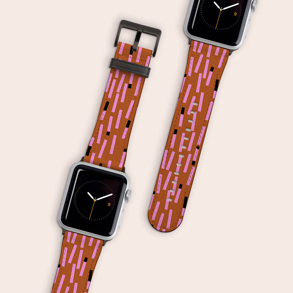 Retro Abstract Lines Vegan Leather Apple Watch Band, 1 of 6