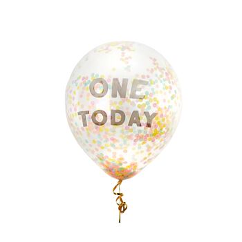 Five 'One Today' Rainbow Confetti Balloons, 2 of 2