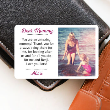 Personalised Wallet Metal Photo Card For Mummy, 6 of 9