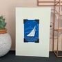 Father's Day Art Deco Vintage Card: Blue Boat, thumbnail 1 of 4
