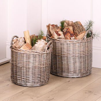 Set Of Two Round Wicker Baskets, 3 of 5