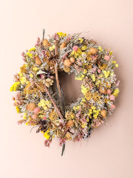 Dried Flower Wreath With Yellow And Pink, 5 of 5