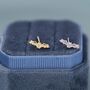 Extra Tiny Bat Stud Earrings In Sterling Silver, thumbnail 5 of 12