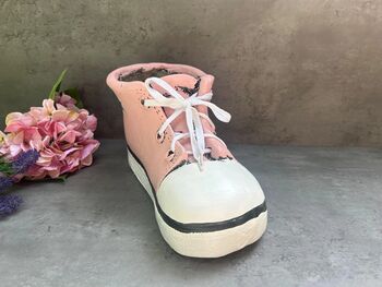 32cm Pink Trainer Shoe Planter – Decorative Flower Pot Plaster Stone, 4 of 7