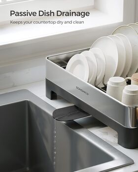 Dish Drying Rack Steel Dish Drainer With Spout, 4 of 8