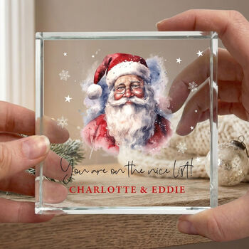 Personalised Traditional Santa 'Nice List' Crystal Token, 3 of 9