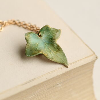 Olive Green Ivy Leaf Necklace, 3 of 6