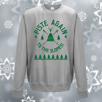 Piste Again Logo Adults Christmas Skiing Sweatshirt, 9 of 12