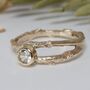 Gold Twig Engagement Ring, White Sapphire Nature Ring, thumbnail 5 of 8