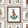 Custom Airedale Terrier Art Portrait Print With Flowers, thumbnail 1 of 10