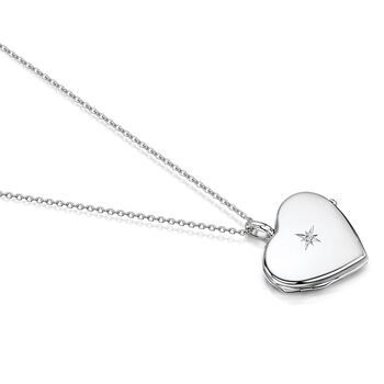 Personalised Sterling Silver Heart Locket With Diamond, 7 of 12