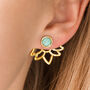 Gold Colour Ear Jacket Earrings With Aqua Marble Bead, thumbnail 1 of 3