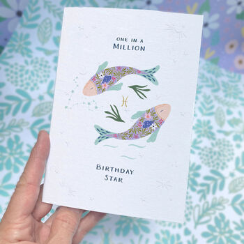 Pisces Zodiac Star Sign Birthday Card, 2 of 3