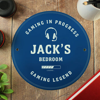Personalised Gaming Blue Wall Plaque, 2 of 2