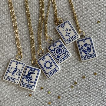 Ceramic Tarot Card Tiny Clay Charm Necklace The Star, 3 of 9