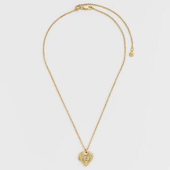 Gold Forget Me Not Heart Locket Necklace, 6 of 9
