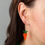 Carrot And Rabbit Hoop Earrings, Easter Gift, thumbnail 5 of 6