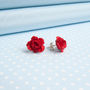 Hand Painted Rose Stud Earrings In Different Colours, thumbnail 1 of 8