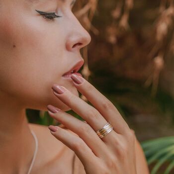 Karma Bloom Mixed Metal Spinning Ring, 3 of 10