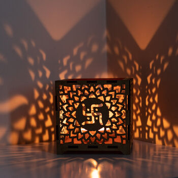 Personalised Diwali Wooden Lantern With Gift, 3 of 12