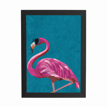 Set Of Three Turquoise Bird Peacock Flamingo Art Print, 4 of 8