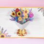 Mixed Flower Bouquet Pop Up Greetings Card, thumbnail 2 of 4