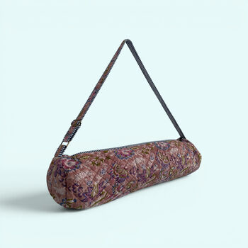 Yoga Mat Bag | Brown, Blue And Lilac Floral Print, 3 of 6