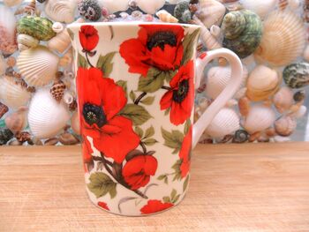 Set Of Six Straight Mugs In Red Poppy Design, 8 of 11