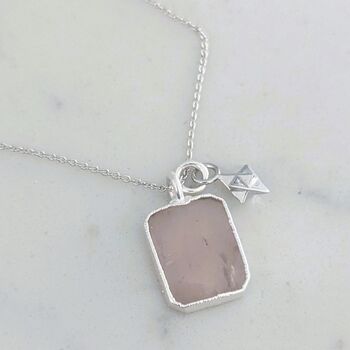 The Duo Rose Quartz Necklace, Sterling Silver, 4 of 11