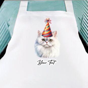 Personalised Gift Apron Cat Birthday Party Hat. 20 Different Breeds, 9 of 12