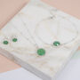 Barcelona May Birthstone Chrysoprase And Silver Set, thumbnail 1 of 6