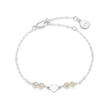 Baroque Pearl And Heart Bracelet – Adjustable Sterling Silver Girls Jewellery | Christening, Flower Girl, Communion Gift, 2 of 4