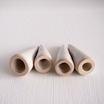 Handmade White Gloss Ceramic Ring Holder Cones, 9 of 11