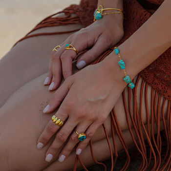 Multiple Turquoise Gemstone Chain Gold Bracelet, 6 of 6