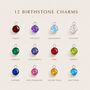 Personalise Birthstone Silver Bead Heart Charm Bracelet Engraved Name, thumbnail 3 of 9