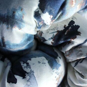Handmade Blue Watercolour Knotted Cushion, 5 of 6