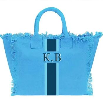 Personalised Annie Stripe Fringe Shoulder Tote Beach Bag, 8 of 12