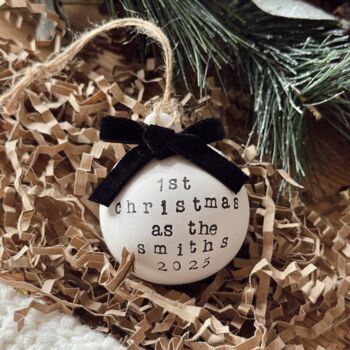 Personalised First Christmas Married Bauble Tree Decoration, 4 of 5