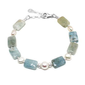 Natural Aquamarine Bracelet Sterling Silver, 2 of 6