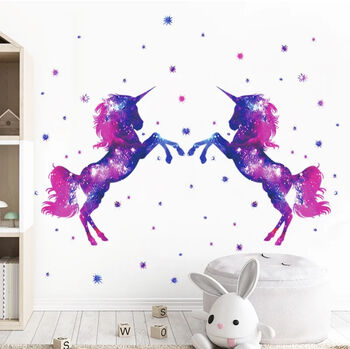 Purple Glitter Unicorn Removable Wall Vinyl Sticker, 3 of 4