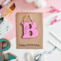 Personalised 5th Birthday Card Wooden Letter Name, thumbnail 2 of 3
