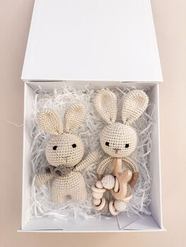 Crochet Rabbit Baby Gift Set In Keepsake Box, 8 of 9