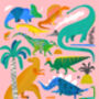 Dinosaurs On Pink Fine Art Print, thumbnail 2 of 6