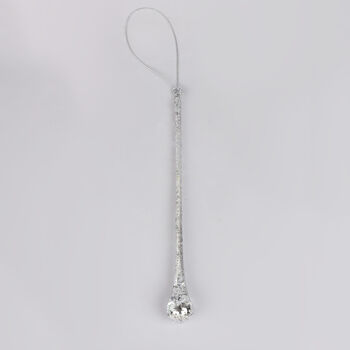 G Decor Set Of Six Mottled Silver Glass Long Droplets, 4 of 4